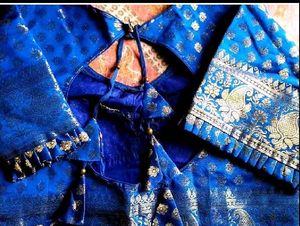 UnUsed ExquisiteRoyalBlu BrocadeBlouse-40"BustSiz