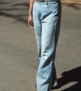 Light Wash Split Hem Jeans