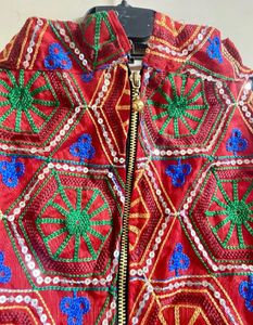 Embroidered Red Ethnic Blouse