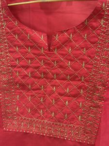 Vibrant Red Embroidered Kurta(never worn)
