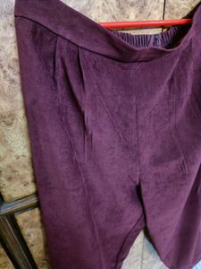 Dark Maroon Suede fabric Pants with pockets