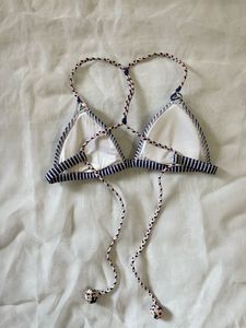 Navy &amp; White Striped Bikini Top
