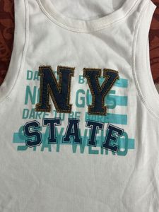 White "NY State" Graphic Tank Top