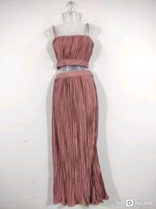 Raisin Peach Crop Top With Skirt Co-ords (Women's)