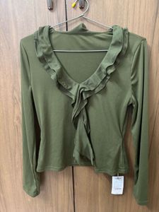 Green Ruffle Top