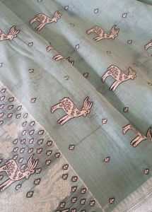 Beautiful Light Blue Saree with deer print