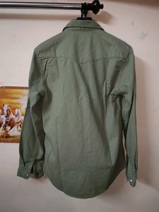 Men's Casual Olive Green Denim Shirt