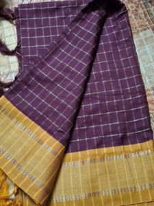 Elegant coffee brown Checked  ghatchola Saree