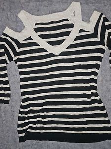 Cold Shoulder Striped Top