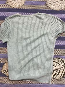 sea green ribbed top