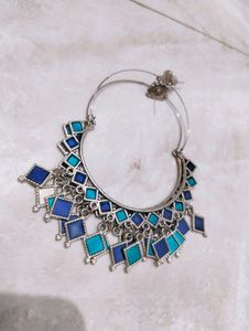 Bohemian Blue Diamond Hoop Earrings