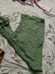 Olive green crop shirt