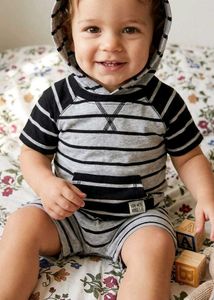 Free Delivery!!Striped Hooded Romper