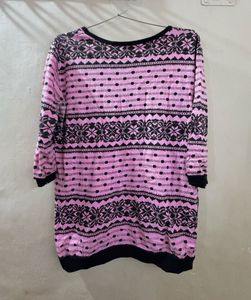 Pink &amp; Black Printed Tunic Top