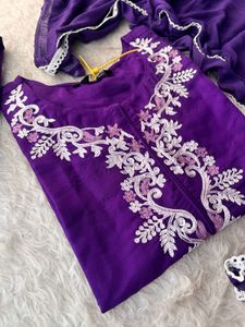 Elegant Purple Embroidered Kurta Set
