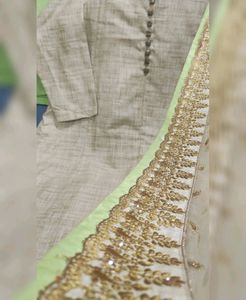 JUTE SUIT WITH HEAVY DUPATTA