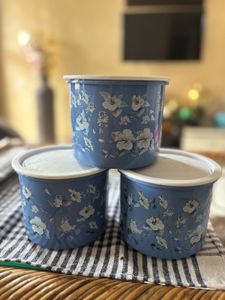 Charming Blue Floral Storage Containers (Set of 3)