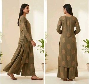 Elegant Olive Green Kurta Set with pilao