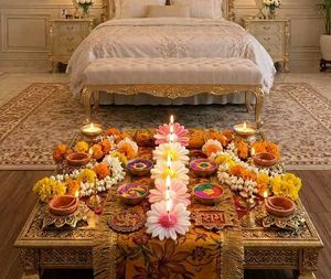 Diwali Decor Set of 4 Candles with free g