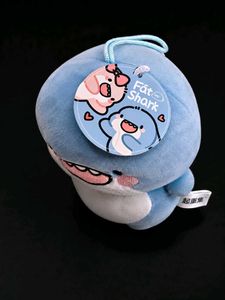 Adorable Kawaii Blue Shark Plushie and bag keychai