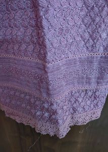 Lavender Embroidered Kurti Set With Dupatta