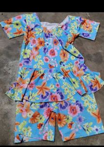 Vibrant Floral Print Swimsuit Set