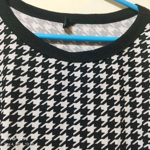 SHEIN Emery Rose Black &amp; White Houndstooth Dress