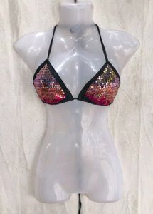 I. Sparkly Sequin Bikini Top