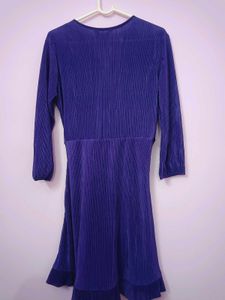 Purple Pleated Wrap Dress
