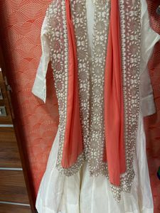 White Gown With Heavy Embroidery Dupatta