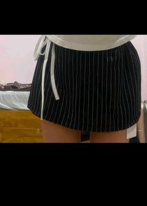 Pinstripe Wrap Mini Skirt
