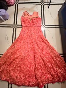 Stunning Coral Embroidered Gown