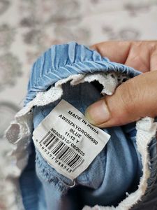Blue Cargo Pants with Side Stripes