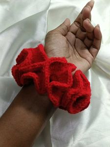 Handmade Red Crochet Scrunchie