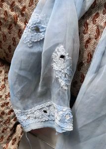 Sky Blue Embroidered Chikankari Kurta