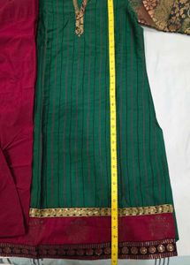Elegant Green Kurta Set with Maroon Pants