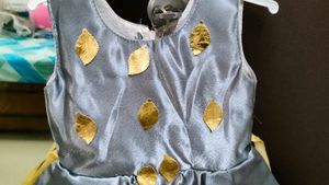 Satin Party Dress with Leaf Embellishments