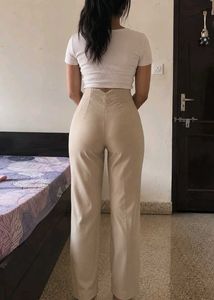 High-Waisted Beige ZARA Trouser