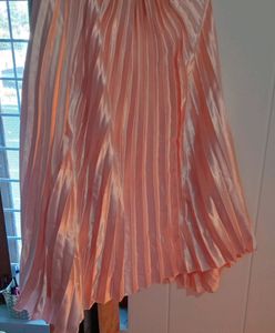Peach Plated Satin Skirt