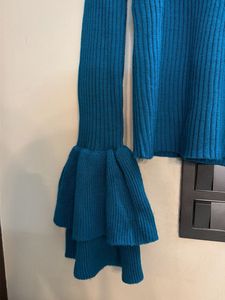 Blue Ruffle Sleeve Top