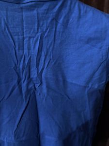 Blue Textured Top with Eyelet Detail