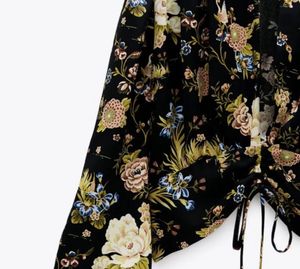 Floral Print Ruched Crop Top