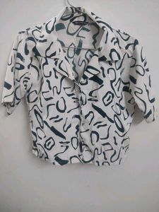 Abstract Print Button-Up Shirt