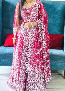 Stunning Dark Pink & White Bridal Lehenga