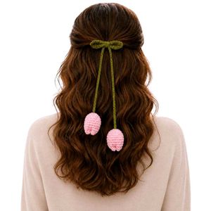 Cute Crochet Tulip Hair Ties. set of 4