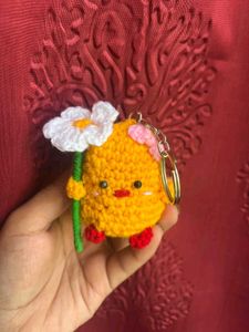 Cute Crochet Chick Keychain