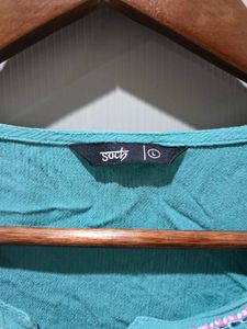 Teal Embroidered Kurta Top