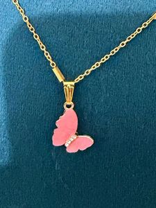 Cute Pink Butterfly Necklace