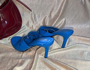 Vibrant Blue Strappy Mules