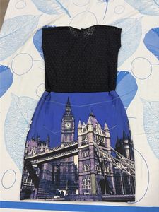 Chic London Print Dress with Bow Detail